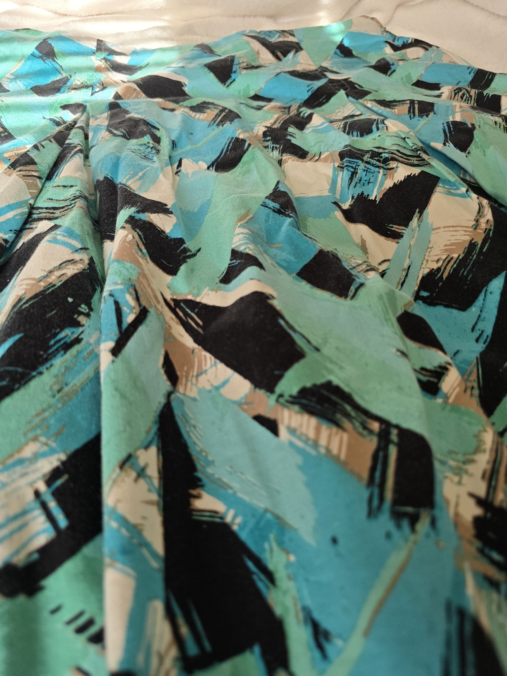 Christopher & Banks Turquoise Brushstroke A-Line Skirt - Picture 5 of 7